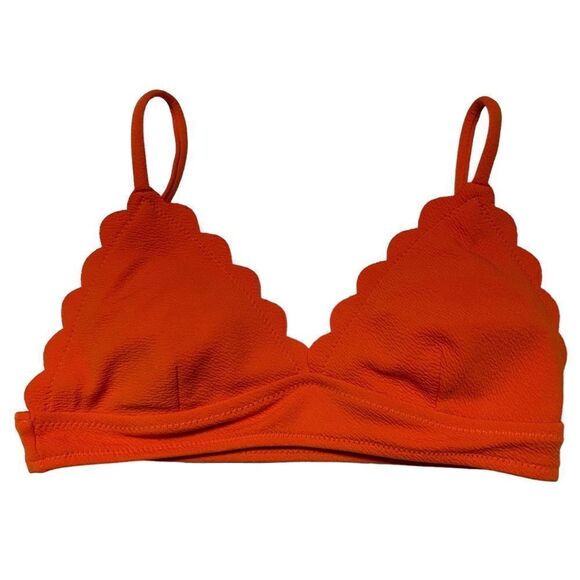 Orange Triangle Bikini Top with Scalloped Edges Swimsuit Bathing Suit Pool Beach - Picture 1 of 3